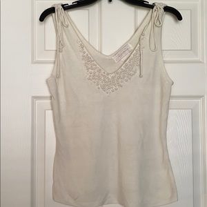 CREAM COLORED PEARL DETAILED CAMI